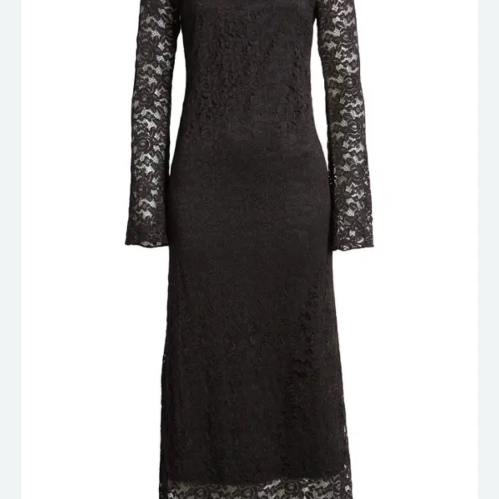 Topshop Black Sheath Dress with Bell Sleeves